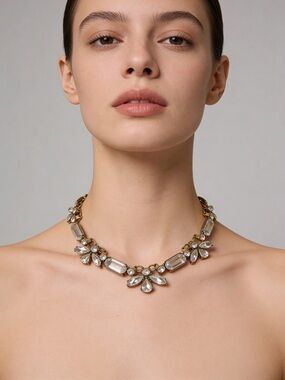 Gold Crystal Statement Necklace - Women Jewelry